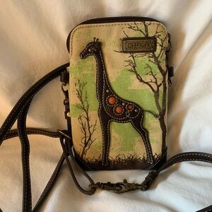 Chala canvas giraffe design cell phone/wallet crossbody bag/purse